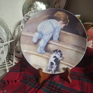 A Special Place Nitey Nite Collector Plate 2004 Toddler Puppy 102603 Blue White